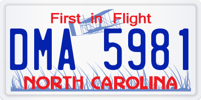 NC license plate DMA5981