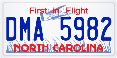 NC license plate DMA5982