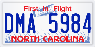 NC license plate DMA5984