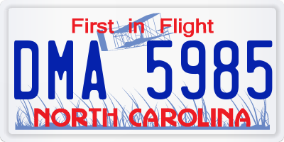 NC license plate DMA5985