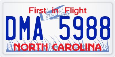 NC license plate DMA5988