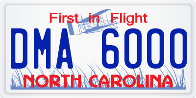 NC license plate DMA6000