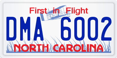 NC license plate DMA6002