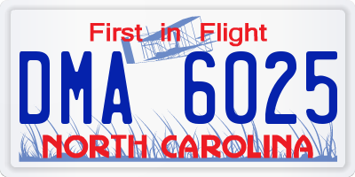 NC license plate DMA6025