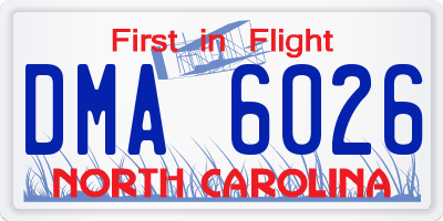 NC license plate DMA6026