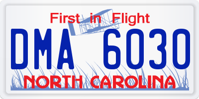 NC license plate DMA6030