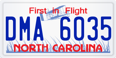 NC license plate DMA6035