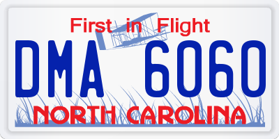 NC license plate DMA6060