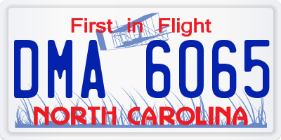 NC license plate DMA6065