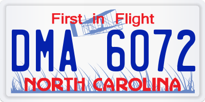 NC license plate DMA6072