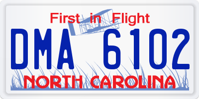 NC license plate DMA6102