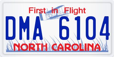 NC license plate DMA6104