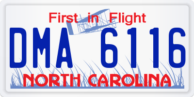 NC license plate DMA6116