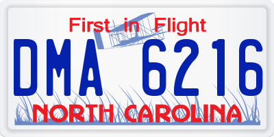NC license plate DMA6216