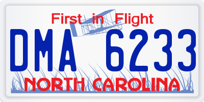 NC license plate DMA6233