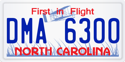 NC license plate DMA6300