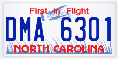 NC license plate DMA6301