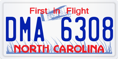 NC license plate DMA6308