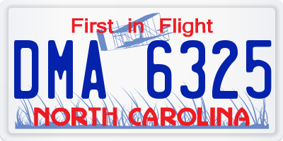 NC license plate DMA6325