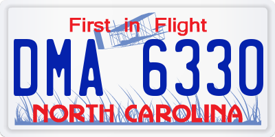 NC license plate DMA6330