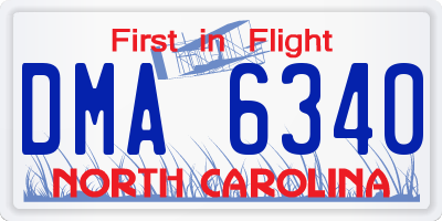 NC license plate DMA6340