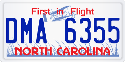 NC license plate DMA6355