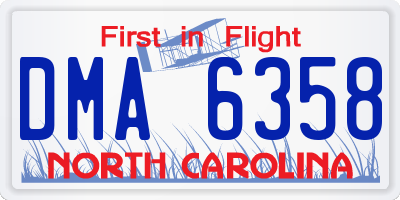 NC license plate DMA6358