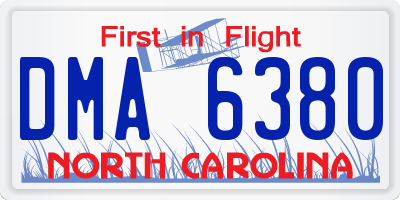 NC license plate DMA6380