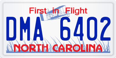 NC license plate DMA6402