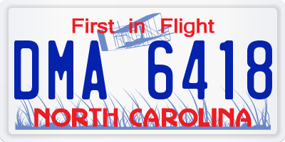 NC license plate DMA6418