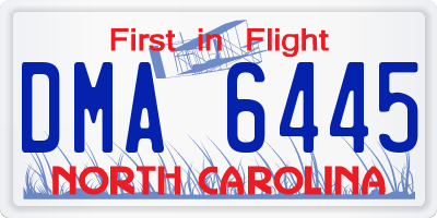 NC license plate DMA6445