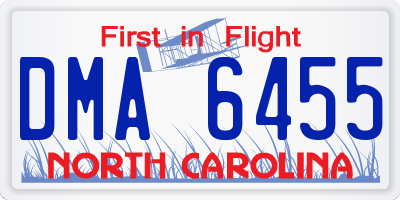 NC license plate DMA6455