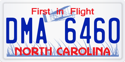 NC license plate DMA6460