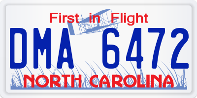 NC license plate DMA6472