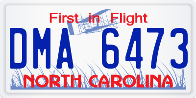 NC license plate DMA6473