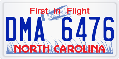 NC license plate DMA6476
