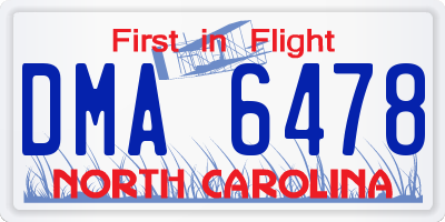 NC license plate DMA6478