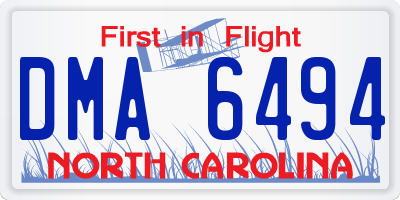 NC license plate DMA6494