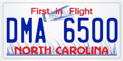 NC license plate DMA6500