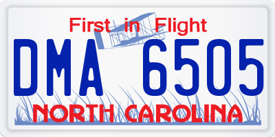 NC license plate DMA6505