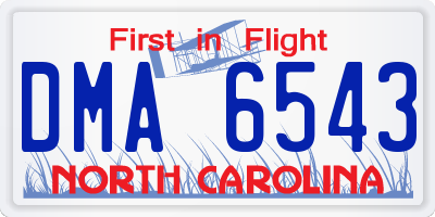 NC license plate DMA6543