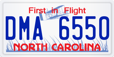 NC license plate DMA6550