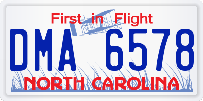 NC license plate DMA6578