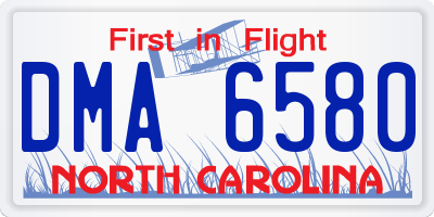 NC license plate DMA6580