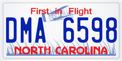 NC license plate DMA6598
