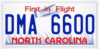 NC license plate DMA6600
