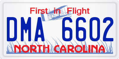 NC license plate DMA6602