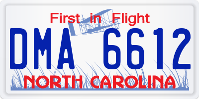 NC license plate DMA6612