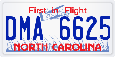 NC license plate DMA6625