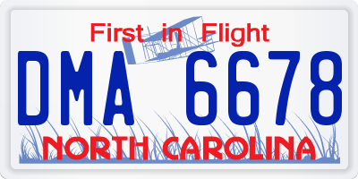 NC license plate DMA6678